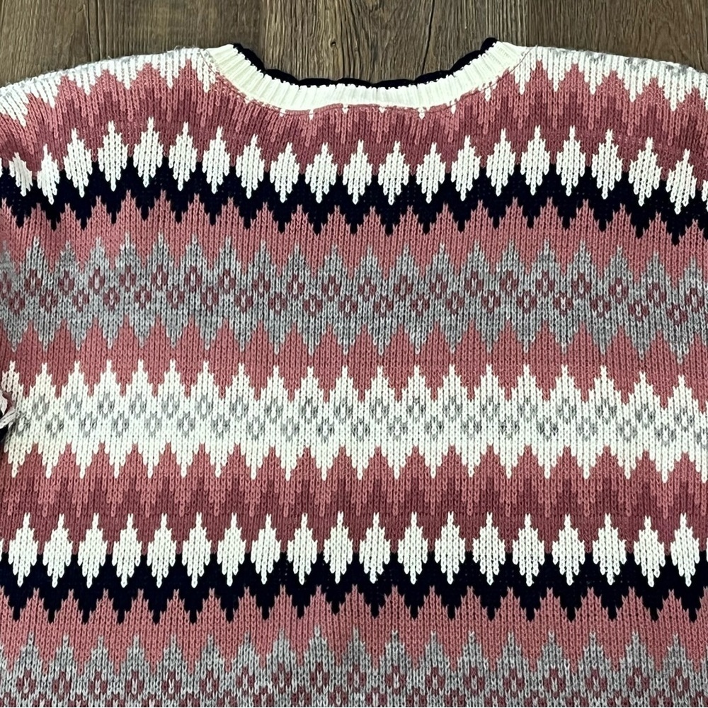 Vtg CAPE COD Sportswear TOWN & COUNTRY Fair Isle Sweater Womens Sz 18 Pink Gray - Picture 8 of 12